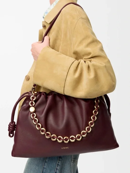 Loewe Large Burgundy Flaminco Ballon Chain Shoulder Bag - Picture 1 of 8